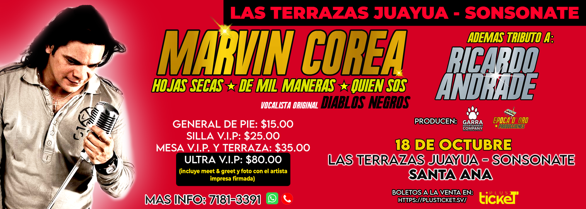 MARVIN COREA EX VOCALISTA DE DIABLOS NEGROS - LAS TERRAZAS JUAYUA SONSONATE